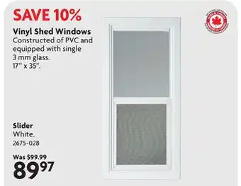 Home Hardware Vinyl Shed Windows offer