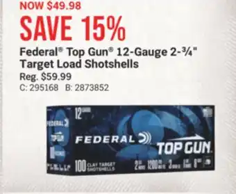 Cabela's Federal Top Gun 12-Gauge 2-¾ Target Load Shotshells offer