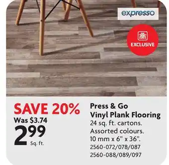 Home Hardware Press & Go Vinyl plank Flooring offer