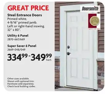 Home Hardware Steel Entrance Doors offer