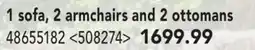 RONA 1 sofa, 2 armchairs and 2 ottomans offer