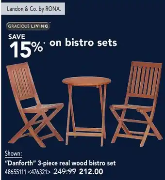 RONA Danforth 3-piece real wood bistro set offer