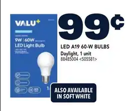 RONA VALU+ LED A19 60-W BULBS Daylight, 1 unit offer