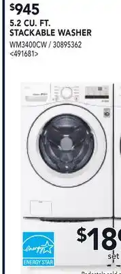 RONA 5.2 CU. FT. STACKABLE WASHER offer