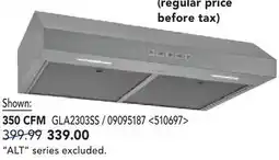 RONA BROAN DESIGNER and MISTRAL under-cabinet range hoods offer