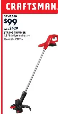 RONA CRAFTSMAN STRING TRIMMER offer