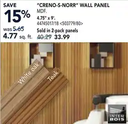 RONA CRENO-S-NORR WALL PANEL 4.75 x 9' offer