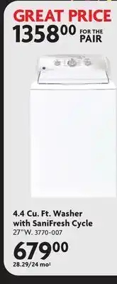 Home Hardware 4.4 Cu. Ft. Washer with SaniFresh Cycle offer