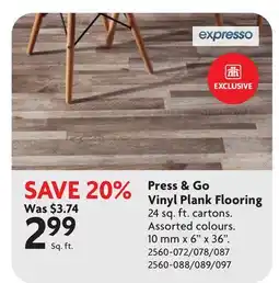 Home Hardware Press & Go Expresso Vinyl Plank Flooring offer