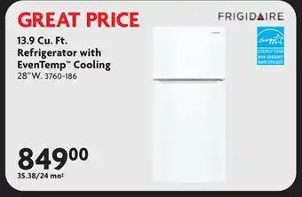 Home Hardware 13.9 Cu. Ft. Refrigerator with EvenTemp Cooling offer