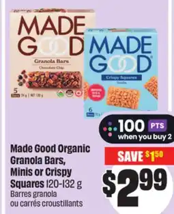 Chalo FreshCo Made Good Organic Granola Bars, Minis or Crispy Squares 120-132 g offer
