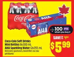 Chalo FreshCo Coca-Cola Soft Drinks Mini Bottles 8x300 mL AHA Sparkling Water 12x355 mL offer