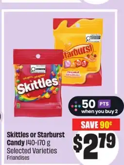 Chalo FreshCo Skittles or Starburst Candy 140-170 g Selected Varieties offer
