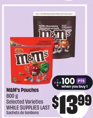 Chalo FreshCo M&M's Pouches 800 g Selected Varieties offer