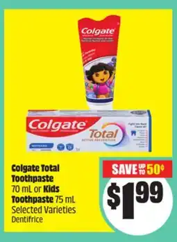 Chalo FreshCo Colgate Total Toothpaste 70 mL or Kids Toothpaste 75 mL Selected Varieties offer