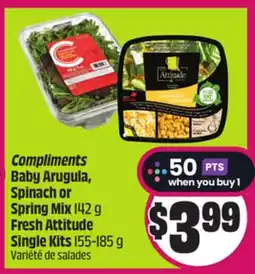 Chalo FreshCo Compliments Baby Arugula, Spinach or Spring Mix 142 g Fresh Attitude Single Kits 155-185 g offer