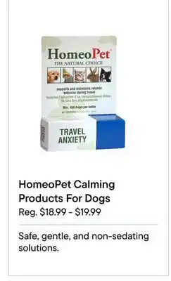 Petvalu HomeoPet Calming Products For Dogs offer