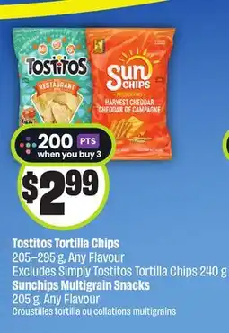 Chalo FreshCo Tostitos Tortilla Chips 205-295g, Any Flavour Sunchips Multigrain Snacks 205 g, Any Flavour offer