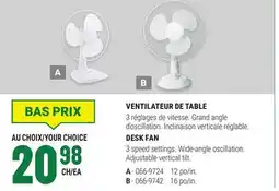 BMR VENTILATEUR DE TABLE offer
