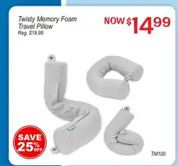 Oxford Mills Twisty Memory Foam Travel Pillow offer