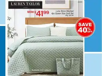 Oxford Mills Luna Stone Washed 4pc Queen Size Quilt Set offer