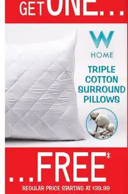 Oxford Mills W HOME TRIPLE COTTON SURROUND PILLOWS offer