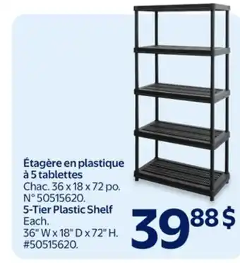 Walmart 5-Tier Plastic Shelf offer
