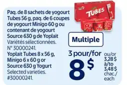 Walmart Yoplait Tubes 8 x 56 g. Minigo 6 x 60 g or Source 630 g Yogurt offer