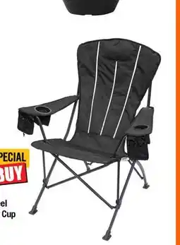 Home Depot Adirondack Steel Folding Outdoor Chair with Cup Holders in Black offer