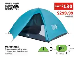 Sports Experts MOUNTAIN HARDWEAR - Meridian 3 - 3-person camping tent, 2 doors and 2 vestibules offer