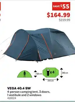 Sports Experts MCKINLEY - Vega 40.4 SW - T 4-person camping tent, 3 doors, 1 vestibule and 2 windows offer