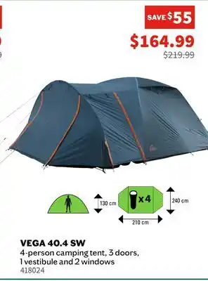 Sports Experts MCKINLEY - Vega 40.4 SW - T 4-person camping tent, 3 doors, 1 vestibule and 2 windows offer