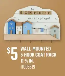 Canac Wall-Mounted 5-Hook Coat Rack 11 3/4 in offer