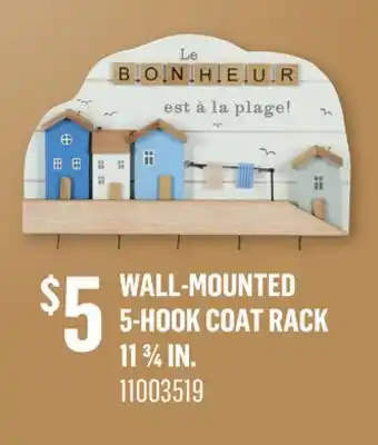 Canac Wall-Mounted 5-Hook Coat Rack 11 3/4 in offer