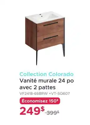 Bath Depot Collection Colorado Vanité murale 24 po avec 2 pattes offer