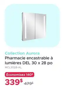 Bath Depot Collection Aurora Pharmacie encastrable à lumières DEL 30 x 28 po offer