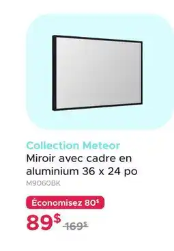 Bath Depot Collection Meteor Miroir avec cadre en aluminium 36 x 24 po offer