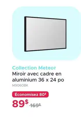 Bath Depot Collection Meteor Miroir avec cadre en aluminium 36 x 24 po offer