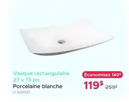 Bath Depot Vasque rectangulaire 27 x 13 po Porcelaine blanche offer