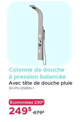 Bath Depot Colonne de douche à pression balancée Avec tête de douche pluie offer