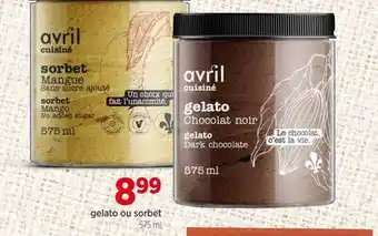 Avril Gelato ou sorbet offer