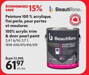 Home Hardware Interior / Exterior Acrylic Latex Pearl Trim & Door Paint offer