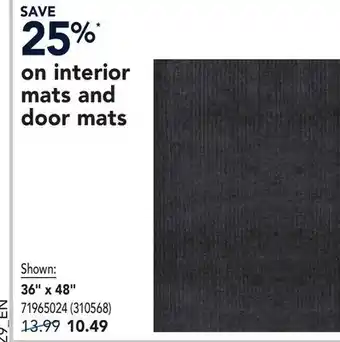 RONA SAVE 25%* on interior mats and door mats offer