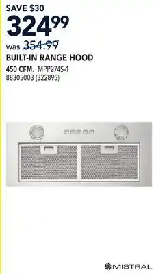 RONA BUILT-IN RANGE HOOD 450 CFM offer