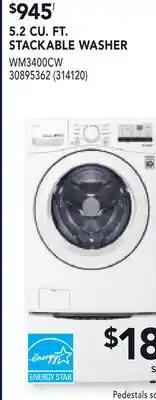 RONA LG 5.2 CU. FT. STACKABLE WASHER offer