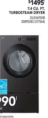 RONA 7.4 CU. FT. TURBOSTEAM DRYER offer