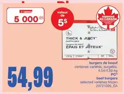 Wholesale Club BURGERS DE BOEUF, 4,54/4,59 kg offer