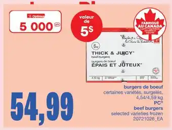 Wholesale Club BURGERS DE BOEUF, 4,54/4,59 kg offer
