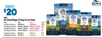 Ren’s Pets Depot ZIWI Air-Dried Bags of Dog & Cat Food offer