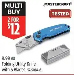 Canadian Tire Mastercraft Folding Utility Knife with 5 blades offer